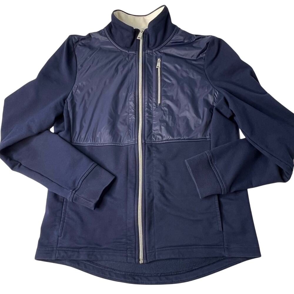 L-RL Active Ralph Lauren Hybrid Jacket M Navy Blue Nylon Mixed Media Full Zip
